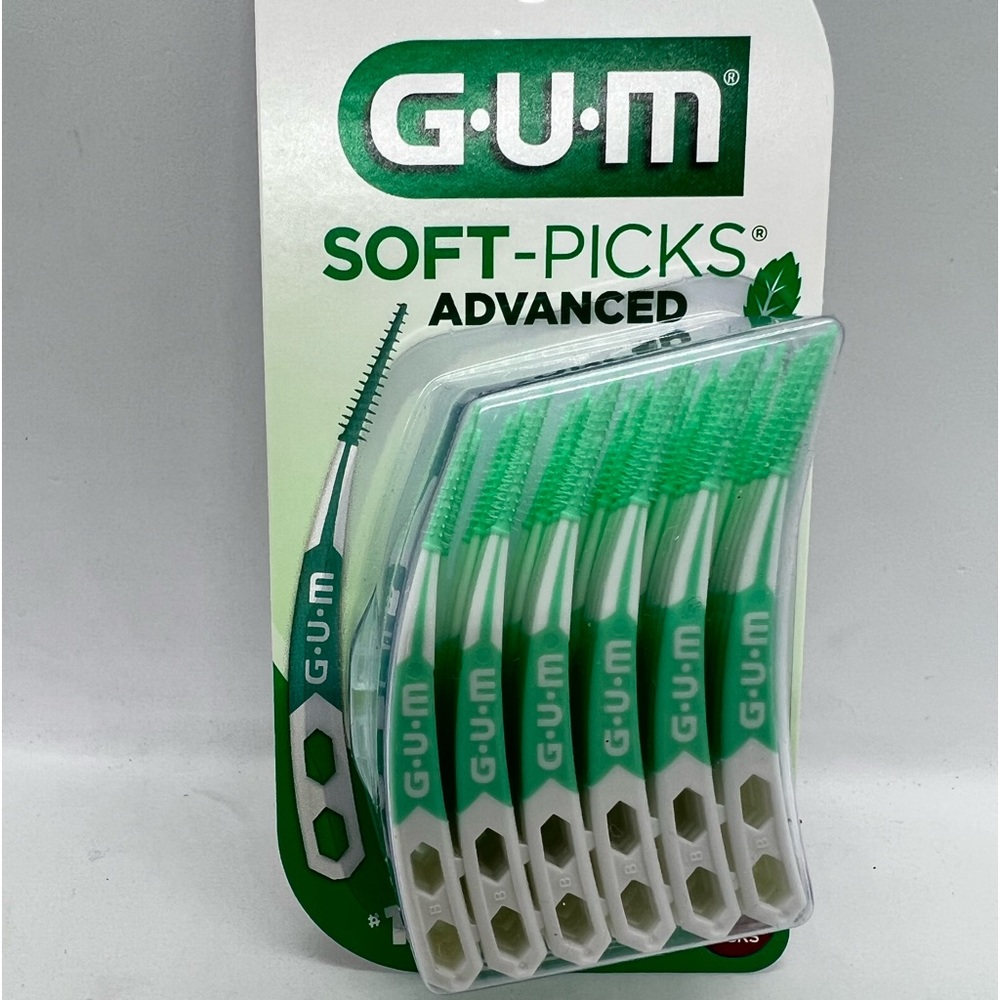 GUM Soft Picks Advanced Between Teeth Cleaners Mint Pack of 60 with Travel Cases